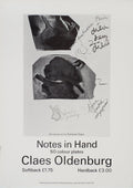 Claes Oldenburg Notes in Hand original 1972 offset lithograph poster showing handwritten notes and sketches by the artist.
