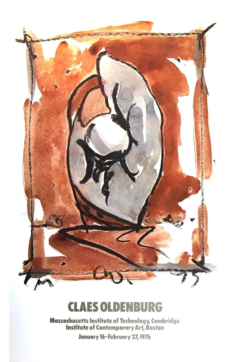 Claes Oldenburg Study for Standing Baseball Mitt 1976 exhibition poster, featuring a detailed sketch of a large baseball mitt.