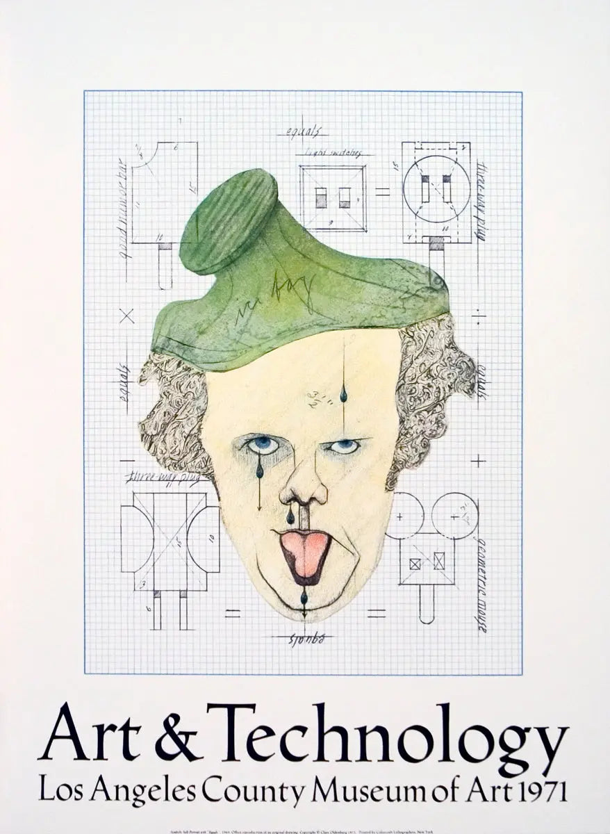 Claes Oldenburg Symbolic Self-Portrait with Equals 1971 original lithograph print showcasing abstract forms and bold design elements.