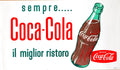 Vintage 1961 Italian Coca-Cola lithograph poster featuring classic Coca-Cola branding by Sisar Milano.
