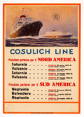 Original 1933 Cosulich Line Klodic Italian travel poster lithograph showing vintage maritime artwork and travel scene.