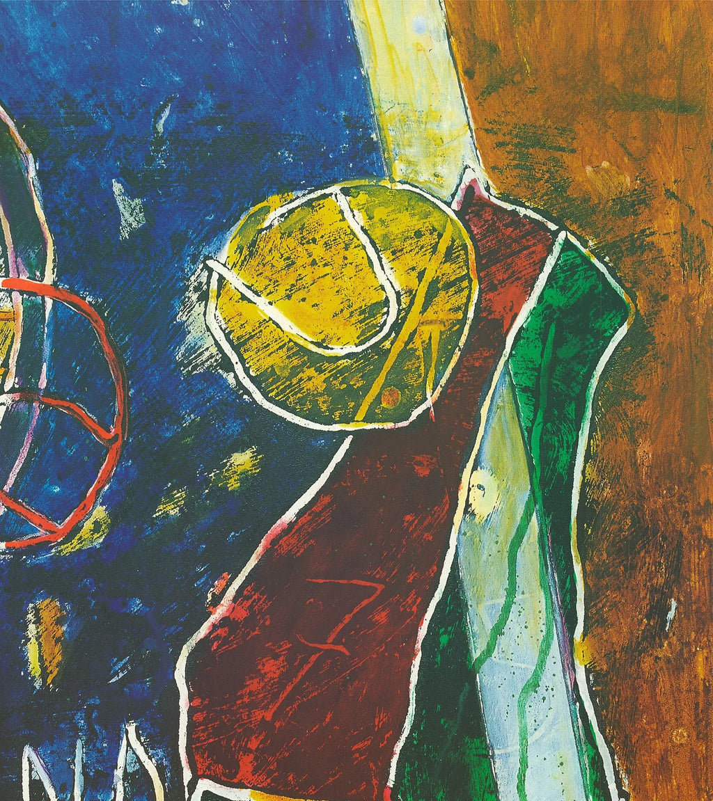 Daniel Humair 2004 Roland Garros French Open lithograph art poster featuring vibrant tennis-themed artwork by Daniel Humair.