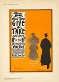 Antique 1897 Whitelaw Give and Take Art Nouveau stone lithograph print by Das Moderne Plakat, featuring intricate design and vintage style.