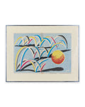 Signed framed lithograph of David Hockney's "A Bounce for Bradford" from 1987, featuring vibrant abstract artwork.