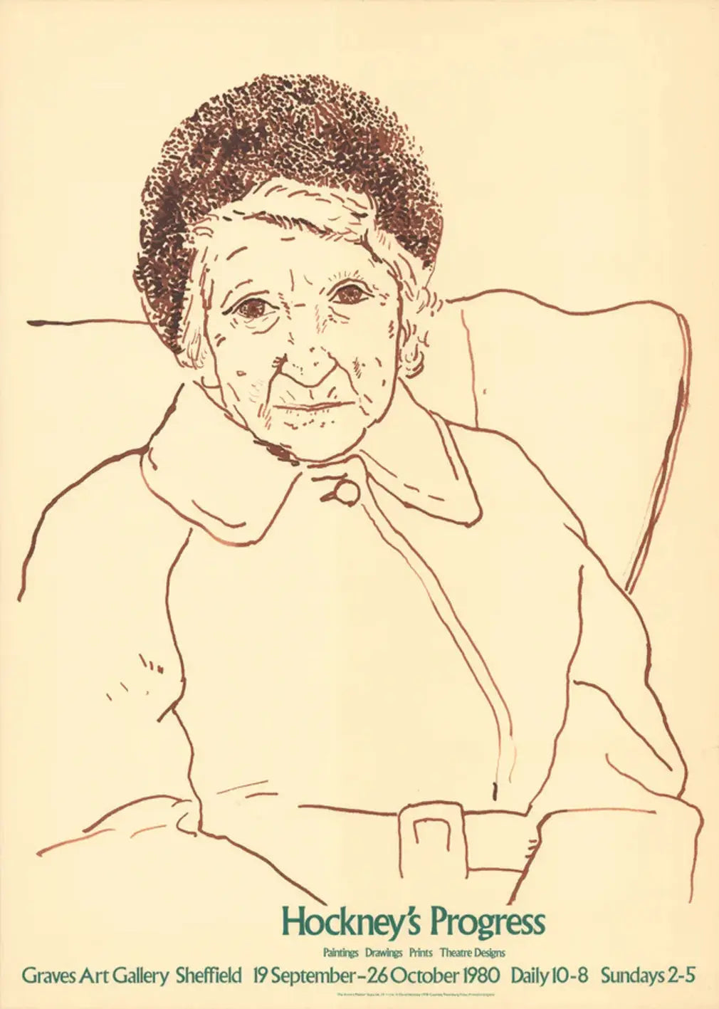 Original 1980 David Hockney lithograph titled "Artist's Mother" from Hockney's Progress series, showcasing vibrant abstract artwork.