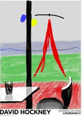 Original David Hockney Me Draw 2011 exhibition poster art featuring vibrant, abstract illustrations by the renowned artist.