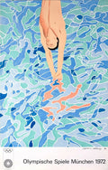David Hockney Munich 1972 Olympic Games offset lithograph poster showing colorful abstract design and vibrant artwork.
