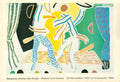 Original David Hockney Two Dancers 1983 offset lithograph art print showing vibrant abstract figures on paper.
