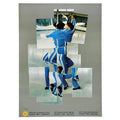Original David Hockney 1984 Sarajevo Winter Olympics The Skater art poster featuring Hockney's colorful skating scene artwork.