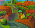 Original David Hockney art print titled The Road to York Through Sledmere, 1997, showcasing vibrant landscape artwork by David Hockney.