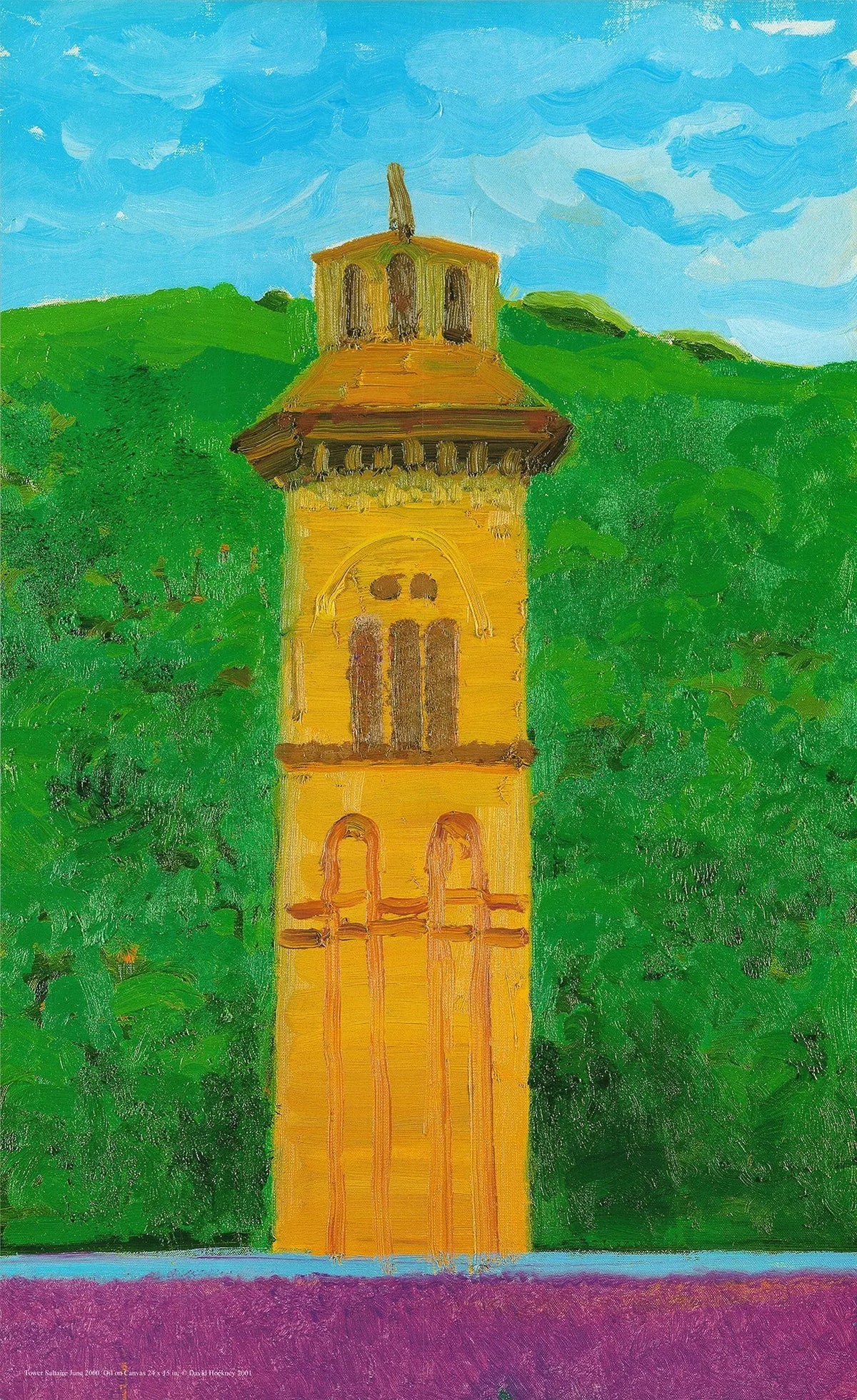 Original David Hockney Tower Saltaire 2001 offset lithograph art poster showcasing vibrant colors and modern abstract design.