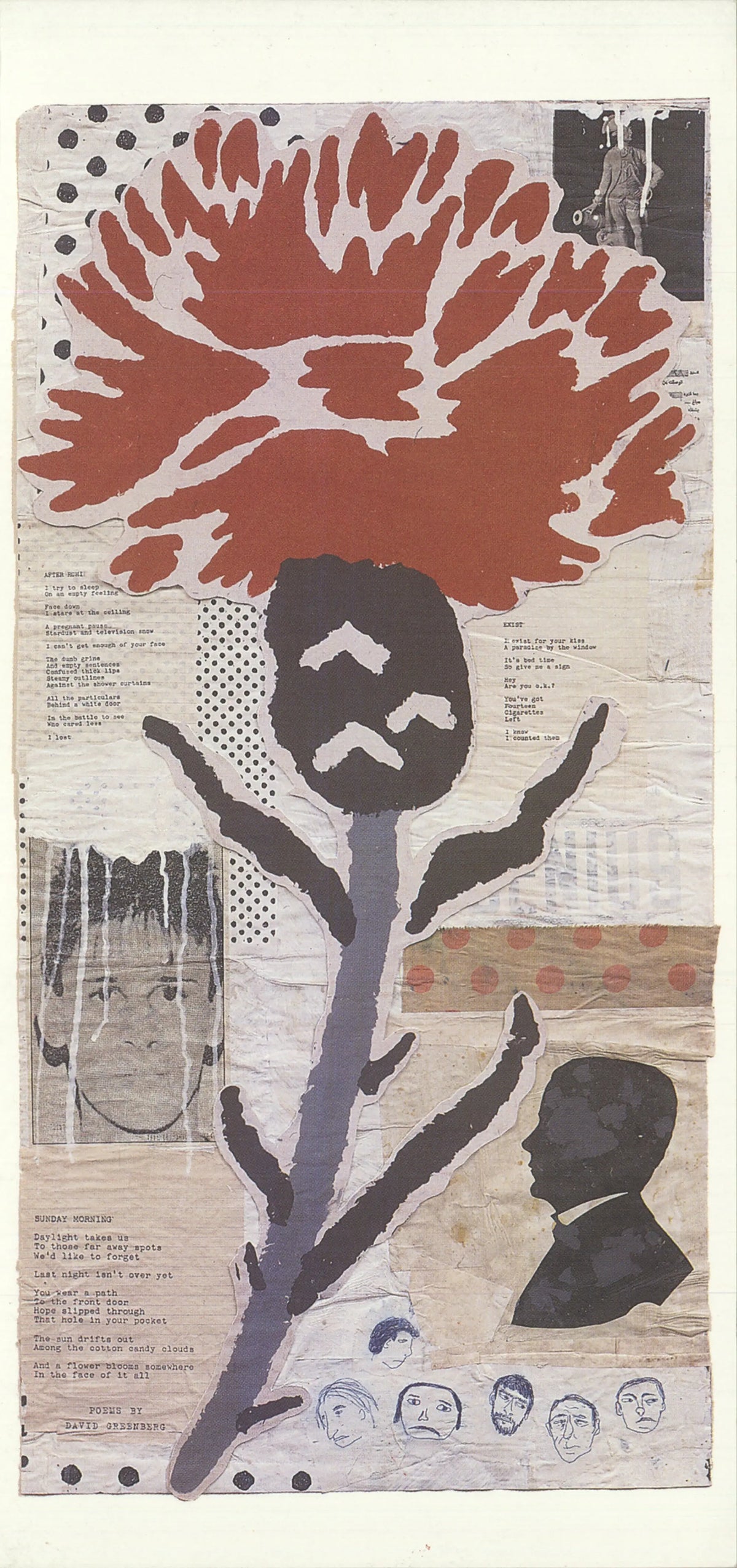 Original Donald Baechler Thistle 1999 exhibition invitation postcard featuring abstract artwork and vintage design elements.