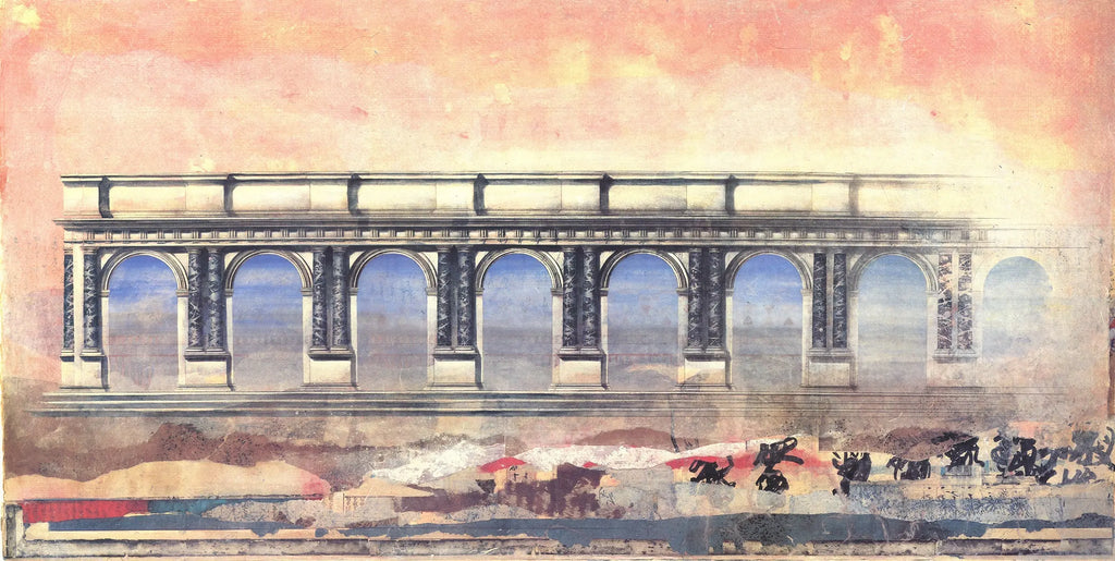 Donald Farnsworth Counterpoint Doric Colonnade 1991 lithograph exhibition poster showing classical column design and artistic details.
