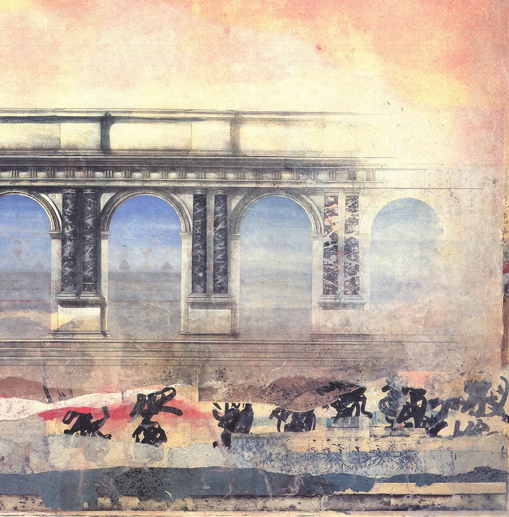 Donald Farnsworth Counterpoint Doric Colonnade 1991 lithograph exhibition poster featuring classical columns and architectural design.
