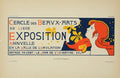 Original 1896 Cercle des Beaux-Arts Art Nouveau stone lithograph poster by Donnay, featuring intricate design and elegant artwork.