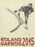 Original Du Zhenjun signed 2015 Roland Garros French Open offset lithograph, featuring vibrant tennis imagery and signature detail.