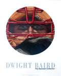 Dwight Baird baseball offset lithograph art poster showing a figure inside looking out, with a vintage baseball theme.