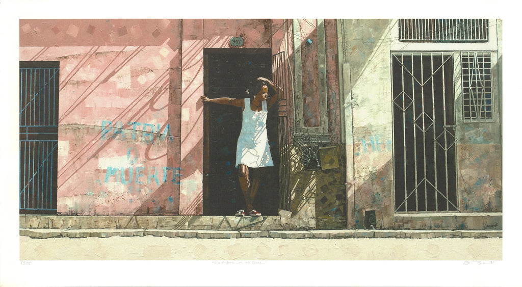 Signed Dwight Baird La Madonna with Red Shoes giclee print, featuring vibrant artwork of a Madonna figure with red shoes.