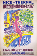 Vintage 1960 Nice Thermal Berthemont-les-Bains travel poster by E. Bellini, featuring colorful artwork of thermal spa resort.
