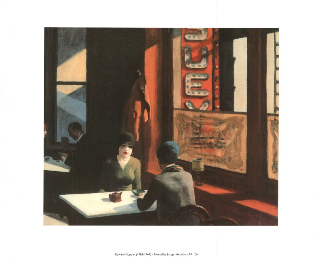 Edward Hopper Chop Suey 1996 offset lithograph fine art print showing a scene from Hopper's artwork featuring a restaurant interior.