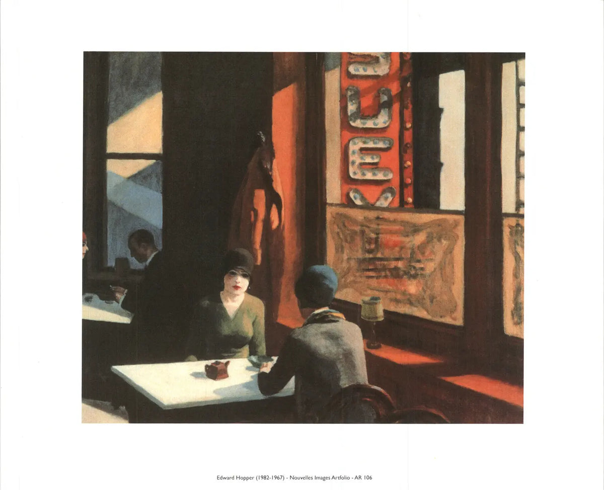 Edward Hopper Chop Suey 1996 offset lithograph fine art print showing a scene from Hopper's artwork featuring a restaurant interior.