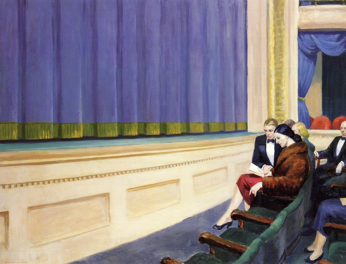Edward Hopper First Row Orchestra 1997 American Masters lithograph showing a detailed scene of musicians in a concert hall.