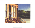 Edward Hopper Sunlight on the Brownstones 1997 art print poster showing sunlight illuminating brownstone buildings.