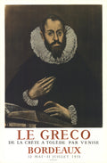 El Greco Nobleman with Hand on Chest 1953 Mourlot lithograph poster showing a distinguished man in historical attire.