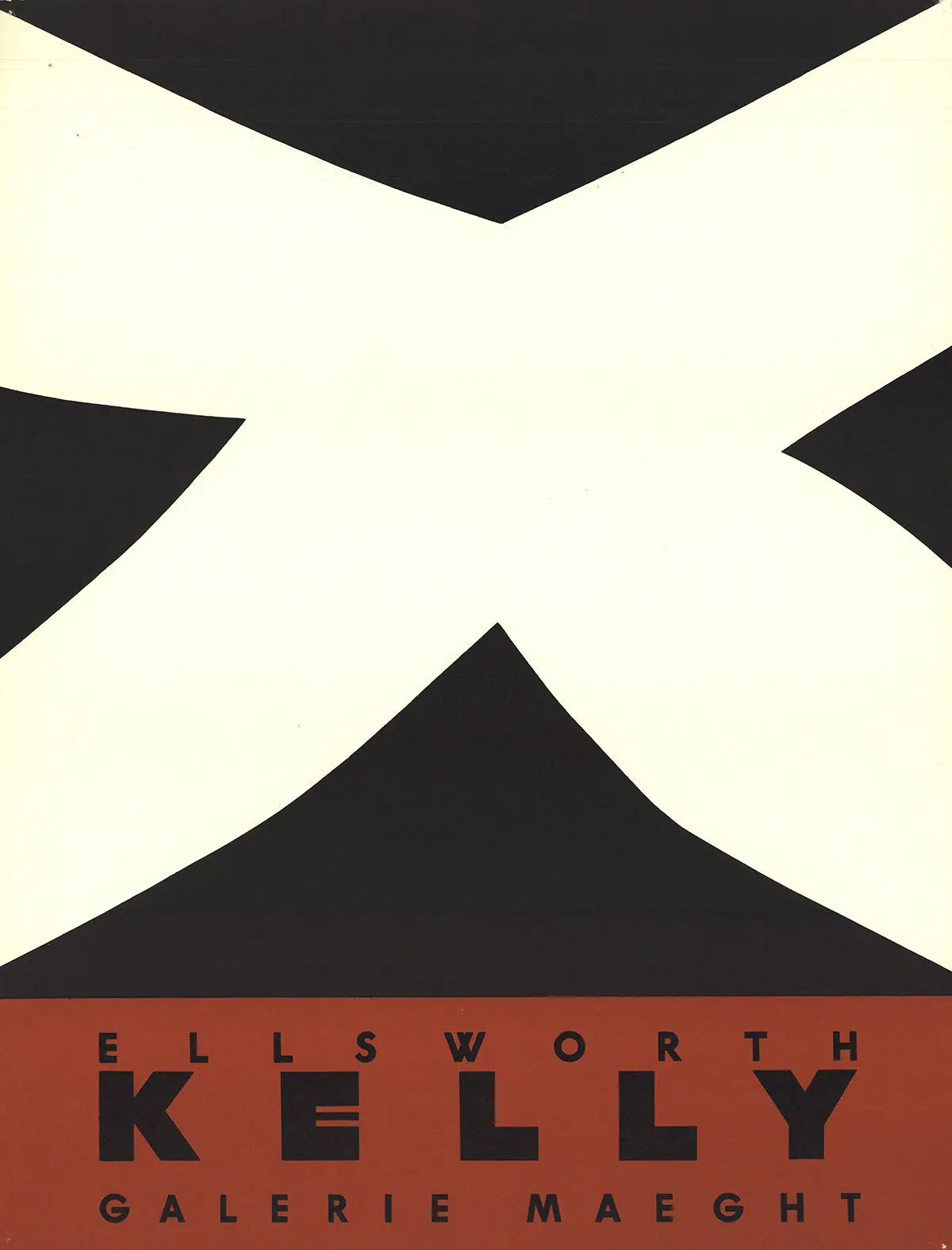 Ellsworth Kelly Noir Et Rouge 1958 abstract lithograph exhibition poster featuring bold minimalism in black and red colors.