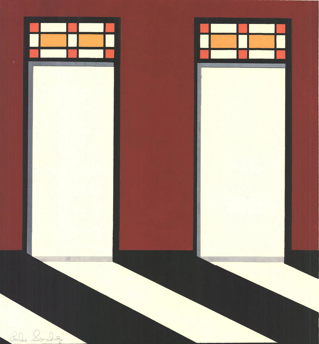 Emilio Sanchez Doorways 1972 signed original serigraph art poster featuring vibrant doorway scenes and bold colors.