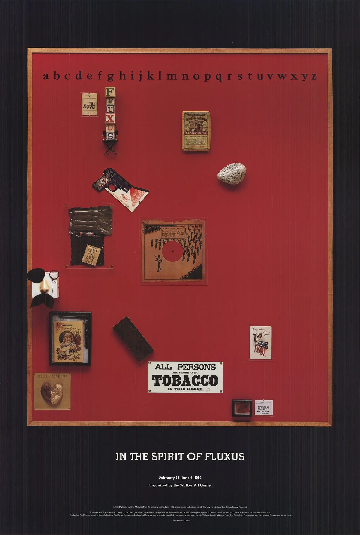 Emmett Williams George Maciunas Twelve Portraits 1993 Fluxus Exhibition poster featuring artwork of Maciunas by Williams