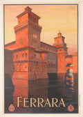 Vintage 1930 Ravenna Italian Railway lithograph poster by Giovanni Guerrini, showcasing historic railway travel in Italy.