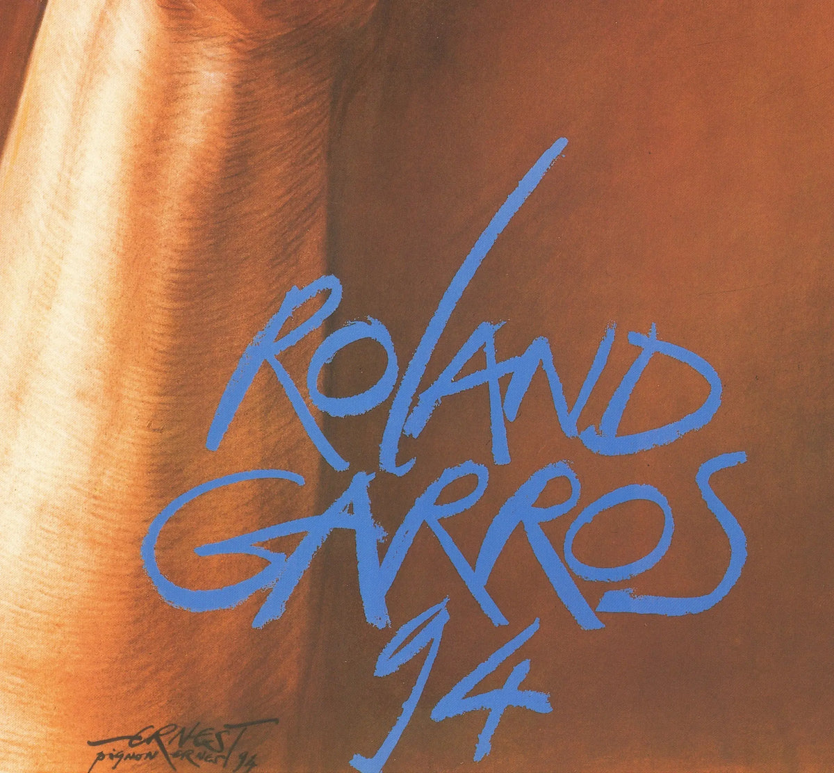 Original Ernest Pignon-Ernest Roland Garros 1994 official tennis tournament poster featuring artistic design and tournament details.