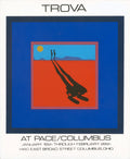 Set of 25 Ernest Trova Falling Man serigraph art posters featuring abstract, modern design and striking visual imagery.