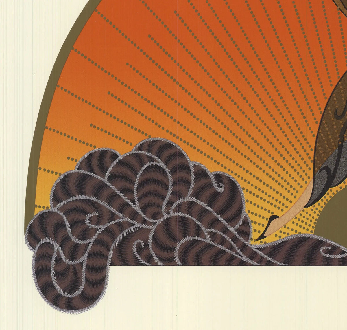 Erté Sunrise 1992 limited edition Art Deco offset lithograph poster featuring vibrant, stylish design by Erté.