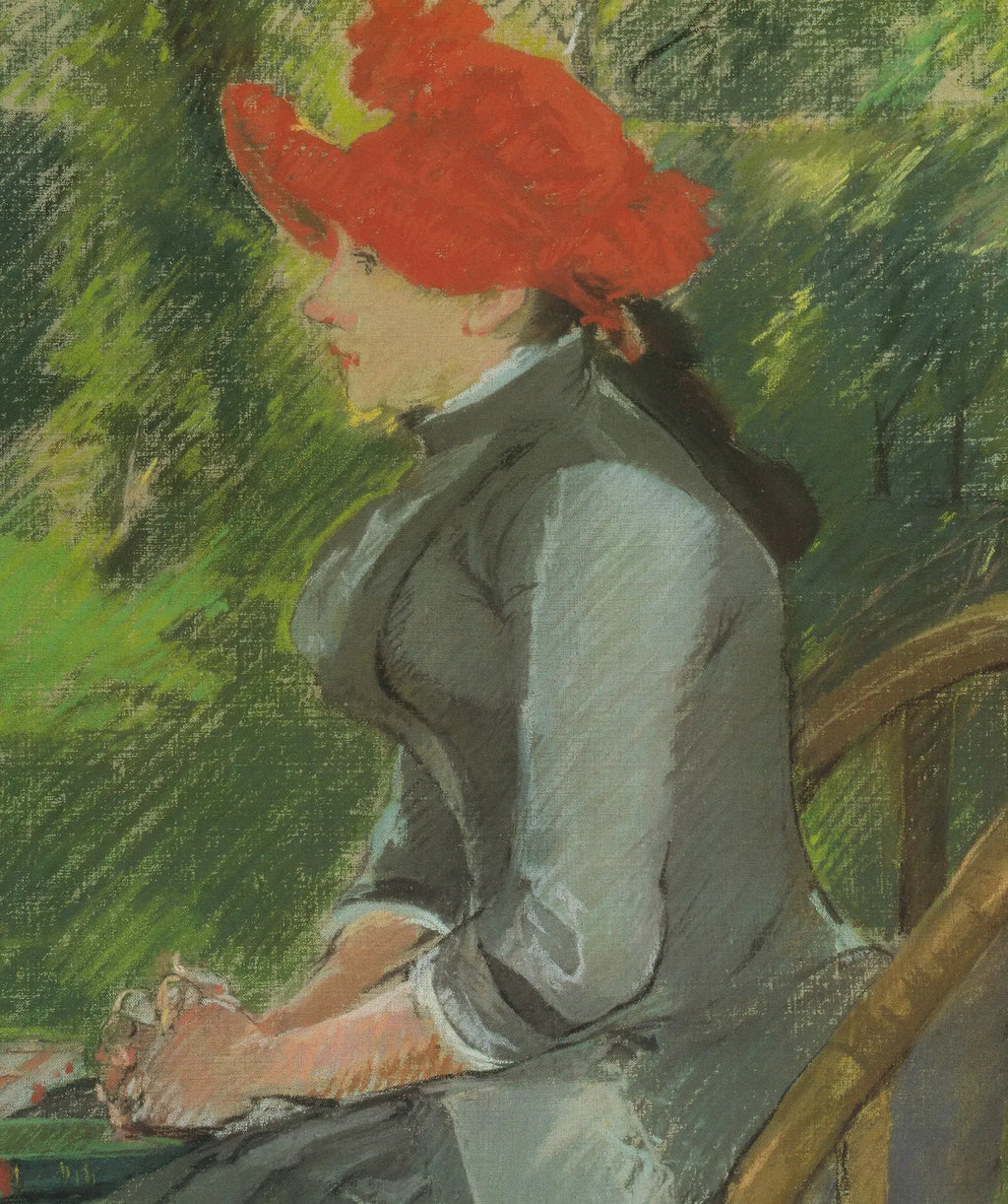 Eva Gonzalez reading in a garden 1993 Impressionist Exhibition poster featuring her artwork, with vibrant garden scene and impressionist style.