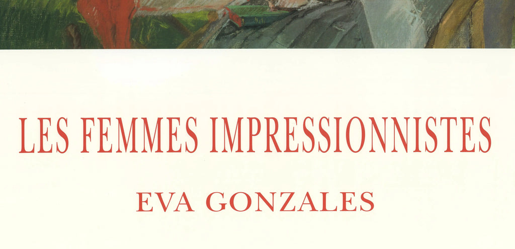 Eva Gonzalez Impressionist exhibition poster featuring a woman reading in a garden, vintage art print from 1993.