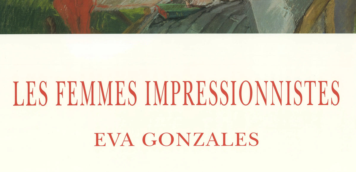 Eva Gonzalez Impressionist exhibition poster featuring a woman reading in a garden, vintage art print from 1993.