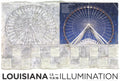 Simon Evans Louisiana exhibition poster titled "In the Arena of Vanguard Cities" featuring vibrant cityscape artwork.