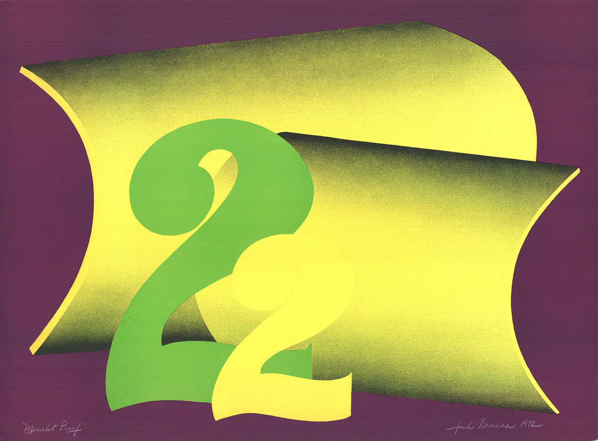 Signed Faith Brusca Take 22 original 1972 abstract serigraph print showcasing bold colors and modern artistic design.