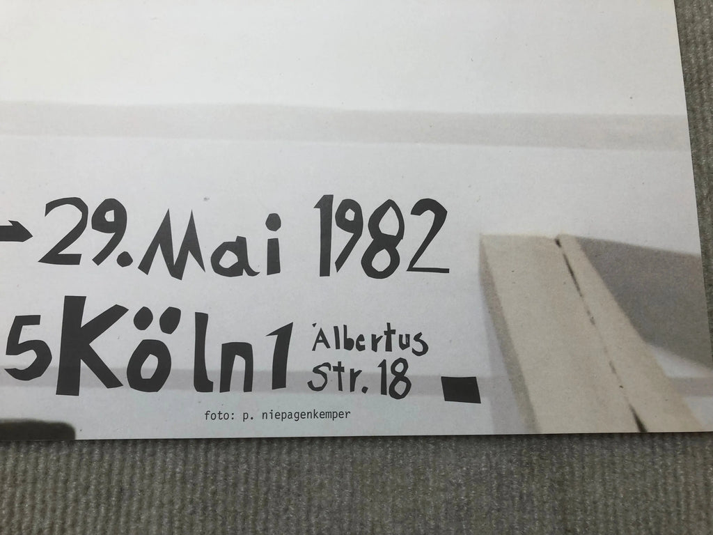 Original Felix Droese Galerie Rudolf Zwirner 1982 exhibition poster featuring abstract artwork and bold graphic design.