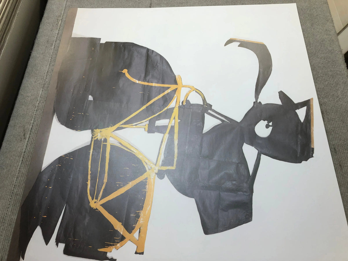 Original Felix Droese exhibition poster from 1982 showing bold abstract artwork, displayed at Galerie Rudolf Zwirner.