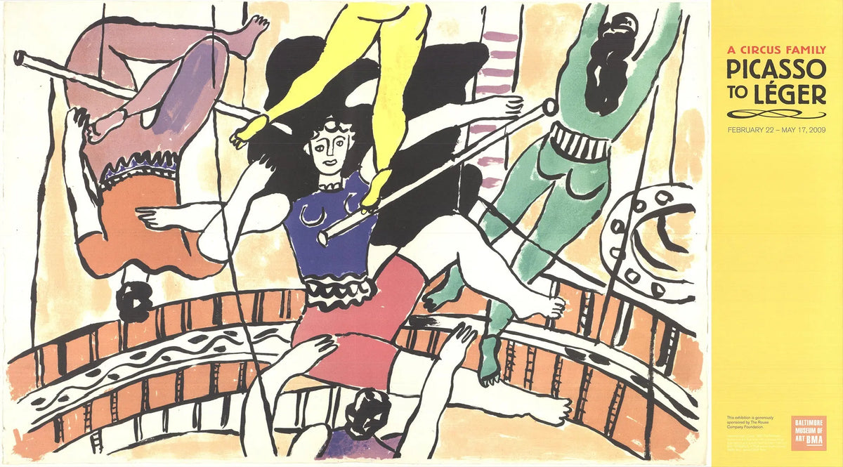 Fernand Leger Circus Family poster print from Baltimore Museum exhibition, featuring colorful abstract circus scene art.