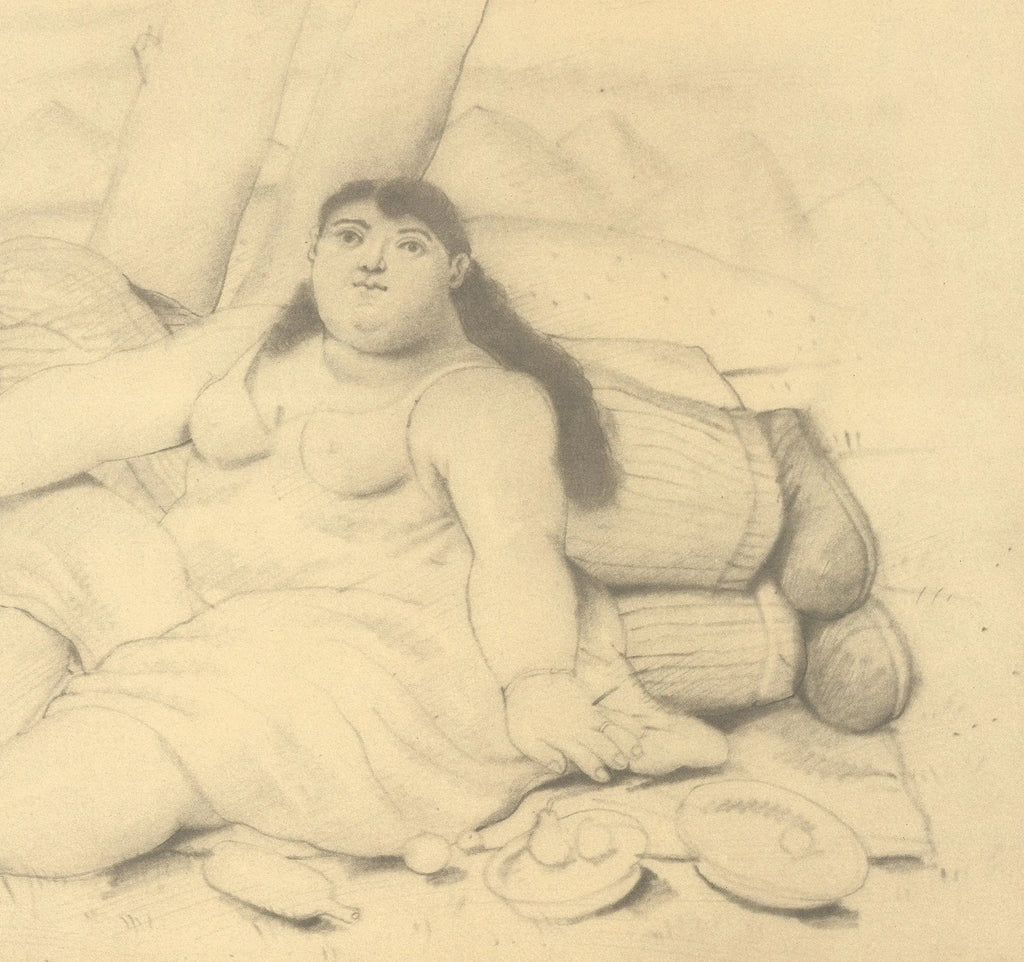 Original Fernando Botero lithograph poster from 1986 exhibition, featuring his distinctive drawings from 1980-1985.