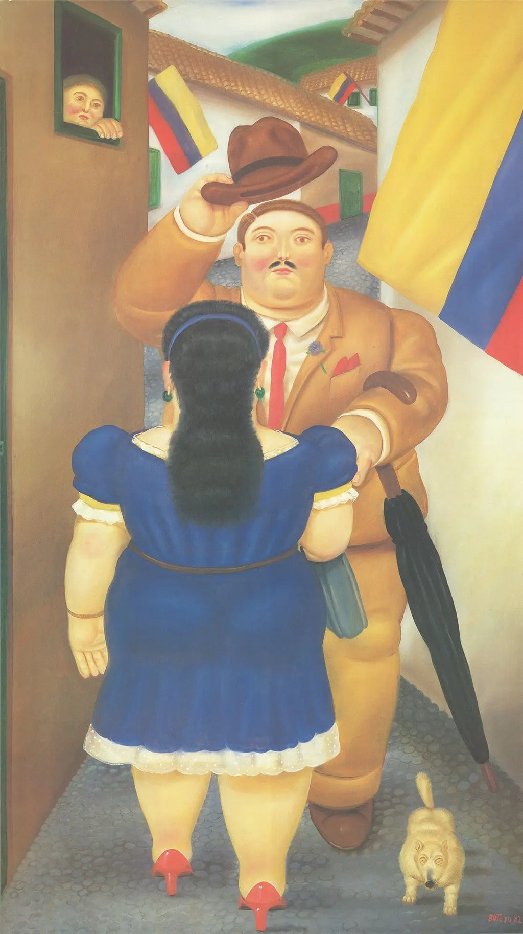 Fernando Botero National Holiday 1987 offset lithograph art poster featuring vibrant, signature-style figures and bold colors.