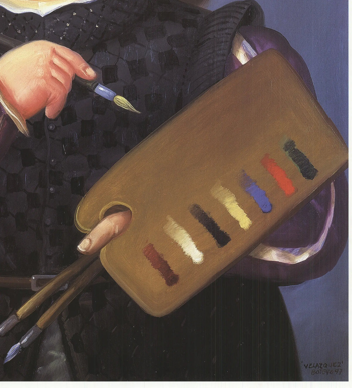 Fernando Botero portrait of Velazquez 1999 offset lithograph art poster featuring bold, colorful artwork by Fernando Botero.