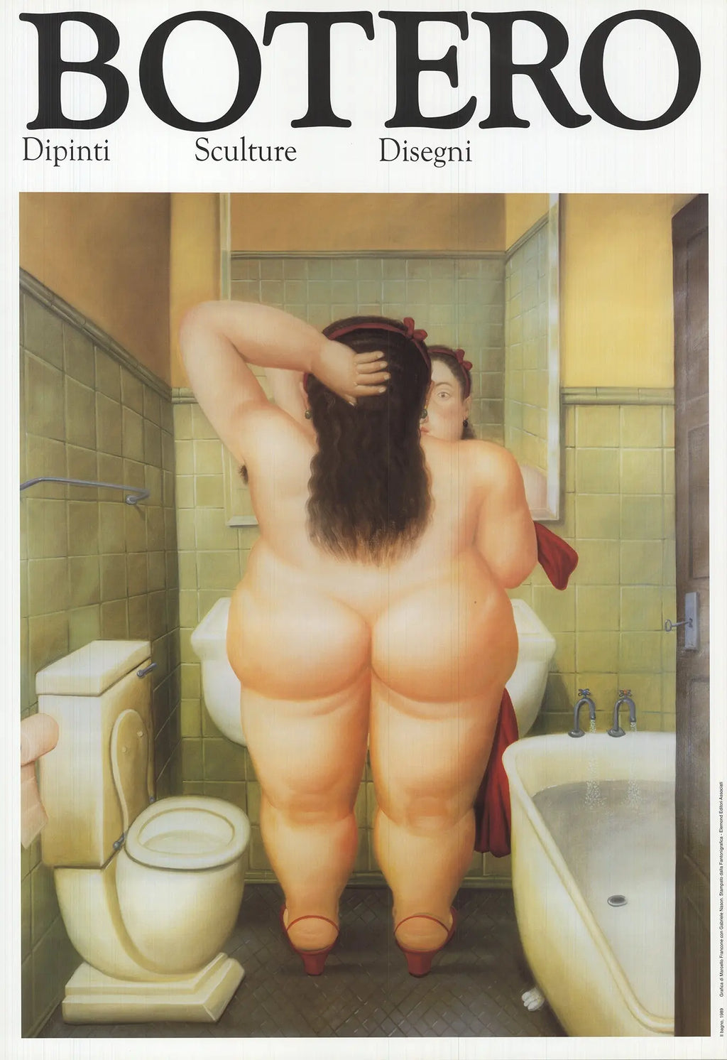 Fernando Botero The Bath 1991 offset lithograph exhibition poster featuring a colorful, stylized depiction of a woman in a bath.