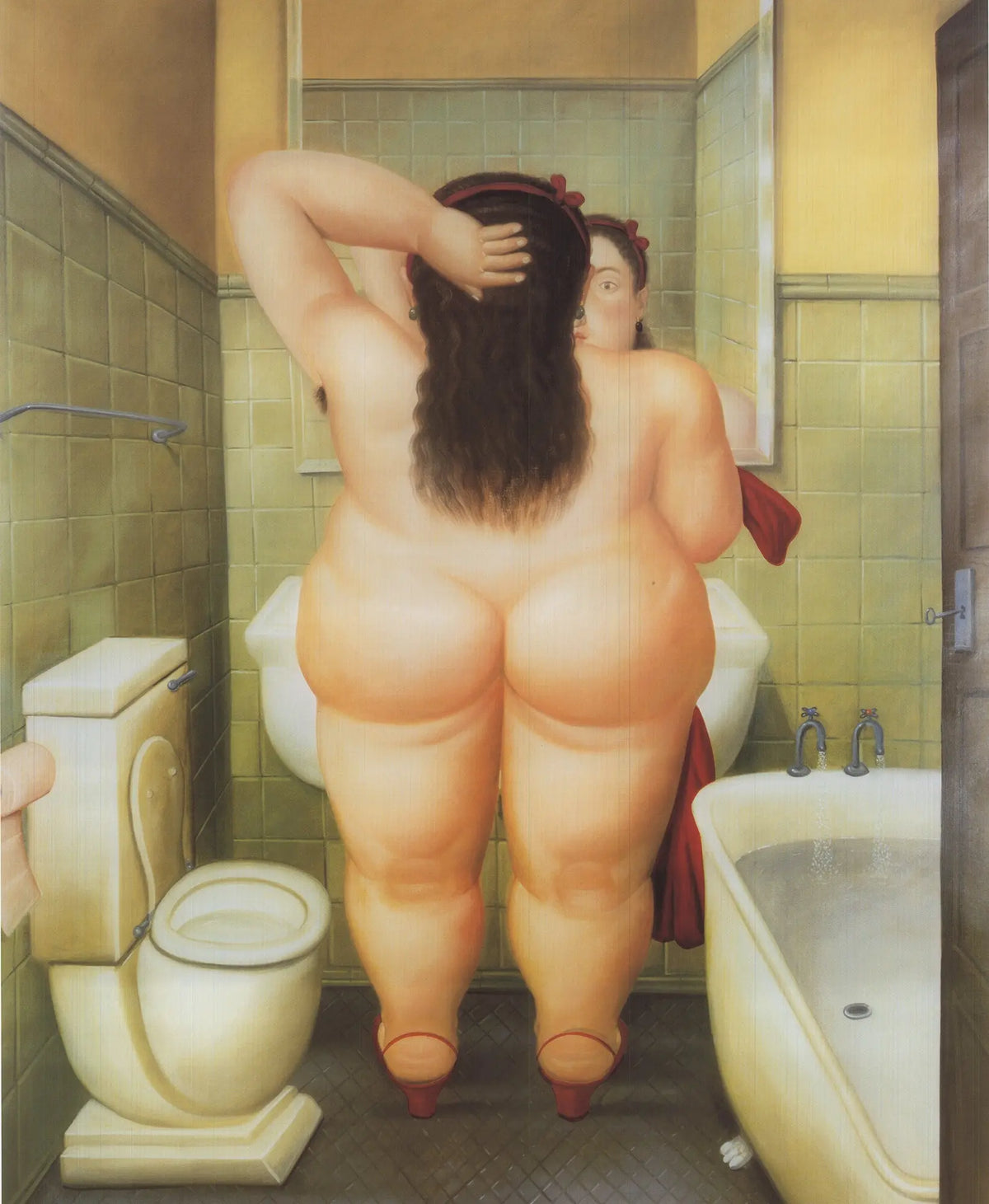 Fernando Botero The Bath 1991 offset lithograph exhibition poster featuring a signature Botero-style figure in vibrant colors.
