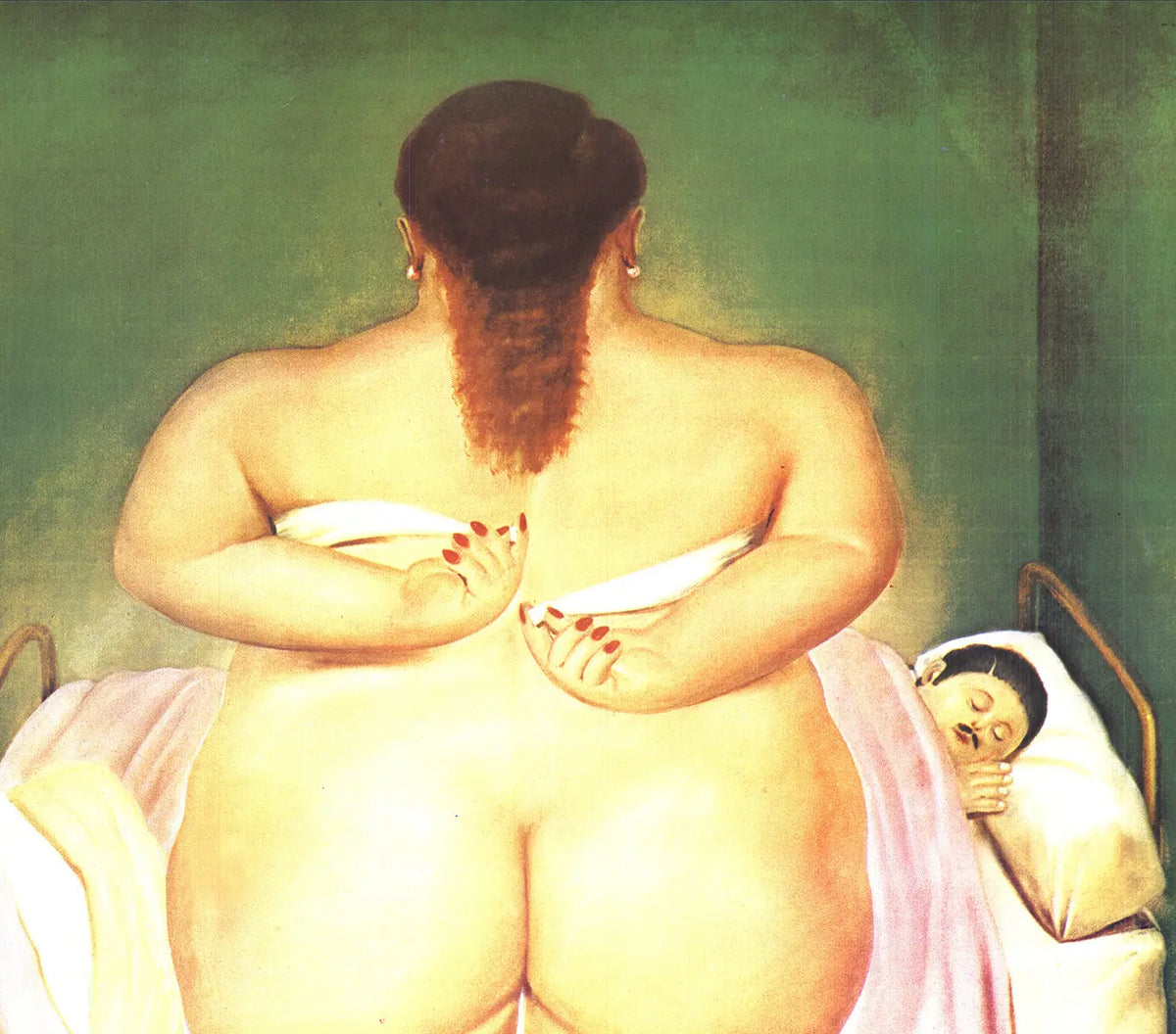 Fernando Botero The Morning After 1980 offset lithograph art poster featuring his distinctive style and vibrant colors.