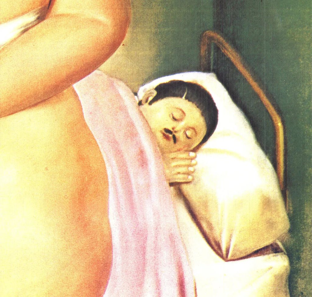 Fernando Botero The Morning After 1980 offset lithograph art poster featuring a signature Botero-style scene